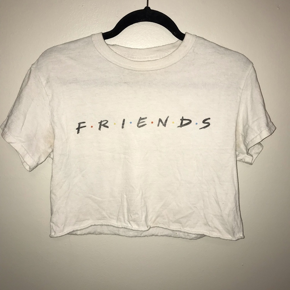 White “Friends” tv series crop top